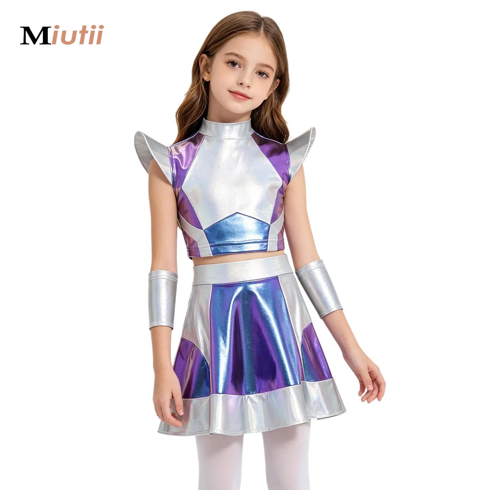 Robotics Kit - Meisjes zilveren astronaut kostuum alien jumpsuit